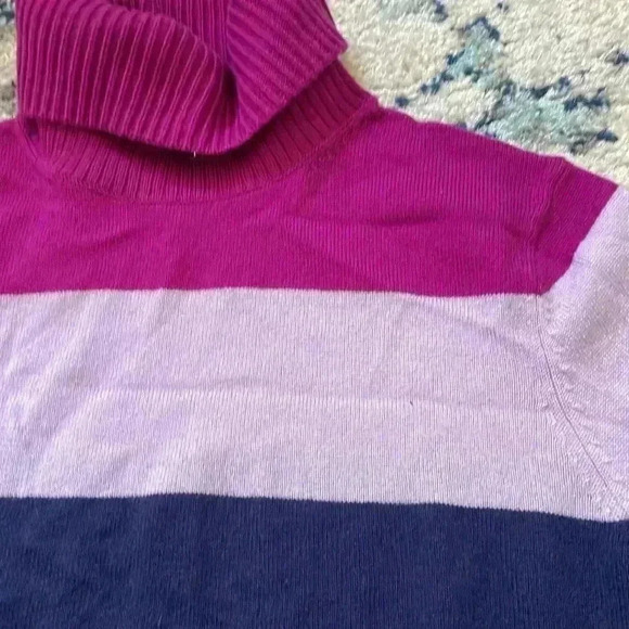 Lands’ End color block super soft cashmere ribbed turtleneck sweater XS/P NWOT - Picture 6 of 6